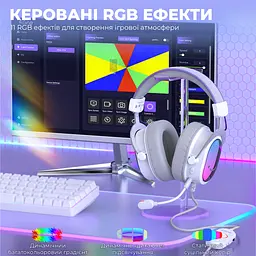 Навушники Fifine H16W 7.1 RGB білий (H16W) - мініатюра 5