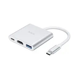 Концентратор HOCO USB-C to USB3.0+HDMI+PD HB14 Silver (6931474725790) - мініатюра 1