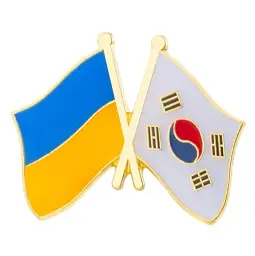 Подвійний значок-пін «Україна – Південна Корея» 25 × 19 мм (00264)