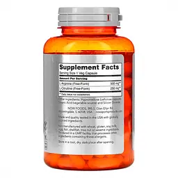 Аргінін та Цитрулін Arginine 500мг Citrulline 250мг - 120 вег.капсул - мініатюра 2