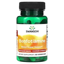 Вітамін B1 Swanson Benfotiamine 300 mg Maximum Potency, 60 вегакапсул