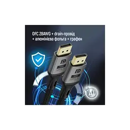 Кабель мультимедійний ColorWay DisplayPort M - DisplayPort M V2.1 16K чорний 1.5 м (CW-CBDP091-BK) - мініатюра 11