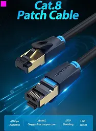 Патч-корд Vention CAT 8 Ethernet Black 20 м (IKABQ) - мініатюра 2