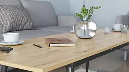 Стіл журнальний трансформер Dandi Small Ferrum-decor 45x120(160)x70 Чорний метал ДСП Дуб Артізан 16 мм (FRD-106800) - мініатюра 7