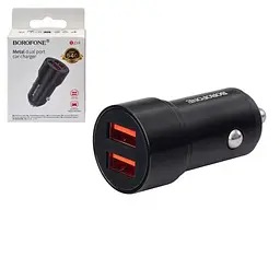 Автомобільний зарядний пристрій BOROFONE BZ19, USB-A 1/2: 5V/2.4A Black