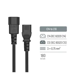 Кабель живлення C13 to C14 1.8m black ColorWay (CW-CBP087-BK) - мініатюра 6