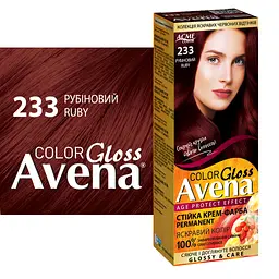 Cтійка крем-фарба для волосся Avena Gloss Color Рубіновий 233  - мініатюра 2