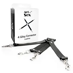 Хрестовина з натуральної шкіри Art of Sex - 4 Way Connector, Чорний Art of Sex SO7480 94916 - мініатюра 3