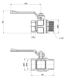 Кран кульовий Icma 1" 1/4 прямий №352 (87352AG11) - мініатюра 4