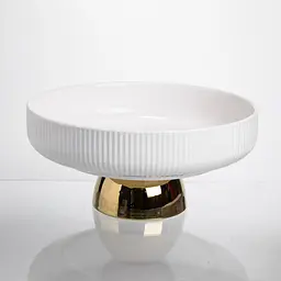 Фруктовница фарфоровая на золотой ножке 26 см Yiwu LB-1584B