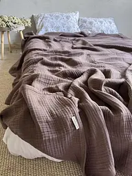 Покривало Zeintex Heaven муслінове бавовняне шоколадне 240х320 см - мініатюра 5