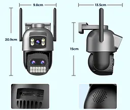 Вулична WiFi IPкамера Besder A20QQ 15Мп чорна 3 об'єктиви Zoom 10-кратний - мініатюра 3