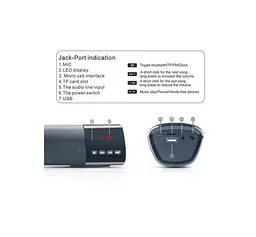 Компьютерная колонка Kisonli LED800B Bluetooth, 10W, 1200mAh, саундбар для ПК и ноутбука - мініатюра 5