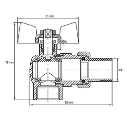 Кран з американкою 3/4" "антіпротечка"Koer KR.228.W-Gi кутовий білий KR0193 - мініатюра 2