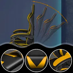 Крісло геймерське PLAYER з підставкою для ніг і масажем Black/Yellow (100015) - мініатюра 7