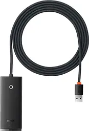 Концентратор - USB-хаб Baseus Lite Series 4-Port USB-A HUB Adapter (USB-A to USB 3.0*4) 2 метра черный WKQX030201