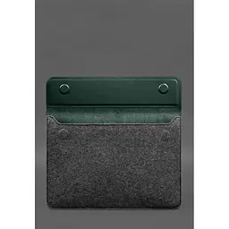 Чохол-конверт BlankNote Crazy Horse для MacBook 14 із клапаном шкіра+фетр Зелений - мініатюра 3