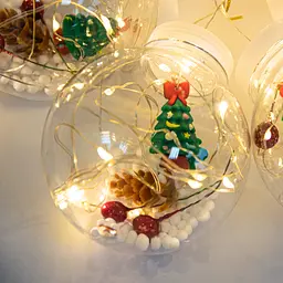 Новорічна гірлянда бахрома Copper ball 200 LED 4.2 м Теплий білий, лід гірлянда кульки з ялинкою (гірлянда) (ST) - мініатюра 2