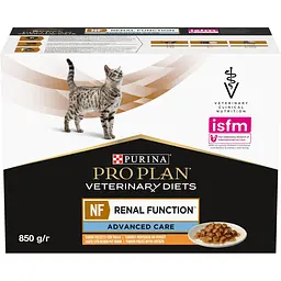 Уцінка. Вологий дієтичний корм для дорослих котів Purina Pro Plan Veterinary Diets NF Renal Function Advanced Care при патології нирок з куркою 850 г (10 шт. по 85 г) (12278375) - мініатюра 2