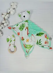 Іграшка-комфортер і еко-гризунок a.l.babybox Фламінго Салатовий