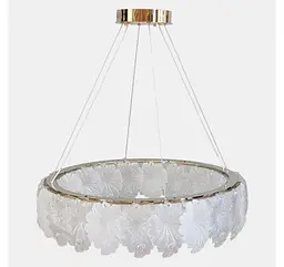 Велика золота LED люстра-квітка Artlight 7066-800GD з рельєфним скляним листям діаметром 78 см - мініатюра 3