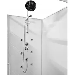 Душовий бокс Grace 90x90x195 см квадратний скло біла смуга профіль білий SLD-319W, Білий, интимато, білий - мініатюра 4