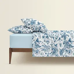 Комплект постільної білизни Cosas євро з простирадлом на резинці SWEDISH FLORAL CS4 200 x 220 см (FlowersYardBlueWhite_El-58LightBlue_200) - мініатюра 2