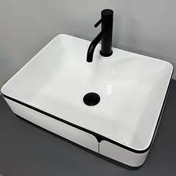 Умивальник VBI Forli black lined накладний VBI-011108, Білий - мініатюра 5
