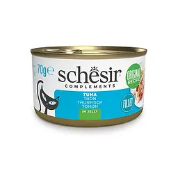 Натуральні консерви для котів Schesir Tuna ШЕЗИР ТУНЕЦЬ в желе, банка 70 г