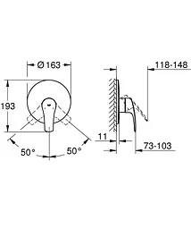 Змішувач для душу Grohe Eurosmart 194512433, Чорний матовий - мініатюра 5