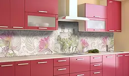 Вініловий кухонний фартух Рослинний Орнамент наклейка для кухні ПВХ замок Абстракція Happy Pocket Z181486 - мініатюра 2