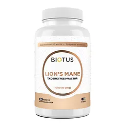 Ежовик гребенчатый, Lion's Mane, 1000 мг, 120 капсул Biotus vit0001366