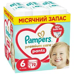 Підгузки Pampers Premium Care Pants Розмір 6 (13-19 кг) 72 шт (8006530320139)
