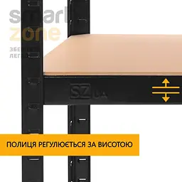 Стелаж металевий БОНА Оптіма 180х90х40 см 5 полиць МДФ Чорний (287607) - мініатюра 2