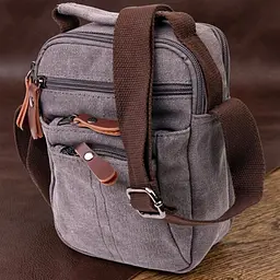 Компактна чоловіча сумка із щільного текстилю 21244 Vintage сіра