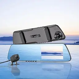 Відеореєстратор - дзеркало Hoco DV4 4.5-inch rearview mirror driving recorder (2 камери) - мініатюра 7