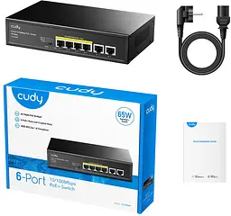 Комутатор Cudy FS1006P, 6 портовий 10/100M PoE+Switch 60W - мініатюра 5