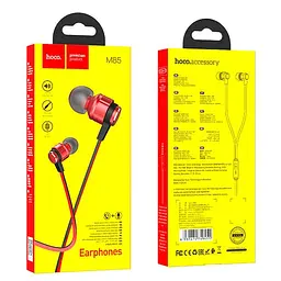Провідні вакуумні навушники Hoco M85 Platinum sound універсальний earphone with mic, 3.5mm, 1.2m, red - мініатюра 3