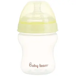 Пляшечка для годування з широким горлом Baby team 0 + 250 мл жовта (1015)