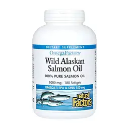 Жирные кислоты Natural Factors Жир дикого аляскинского лосося, 1000 мг, OmegaFactors, Wild Alaskan Sal (NFS-02257)