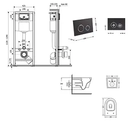 Набір Qtap Nest 4 в 1 підвісний унітаз Swan Ultra Quiet 520x360x320 + комплект інсталяції QT16335180W48194 - мініатюра 9