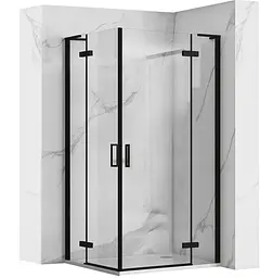 Душова кабіна Rea Hugo 100x100 black підвійна REA-K6602, Чорний матовий, Універсальна, прозрачний, Чорний матовий