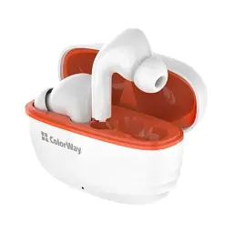 Навушники бездротові ColorWay Earbuds TWS 5, білий, bloetooth 6.0, мікрофон, динаміки 10 мм, сенсорне керування, кейс