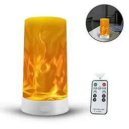 Світильник світлодіодний з ефектом полум'я Led Flame Light лампа-нічник на батарейках з пультом (ST) - мініатюра 2