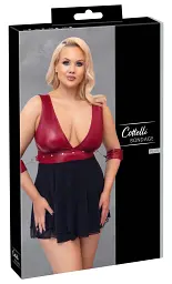 Сорочка Cottelli Collection Bondage Plus Babydoll 4XL чорний з червоним - мініатюра 7