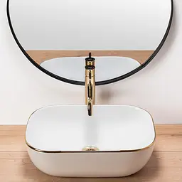Умивальник Rea Belinda gold edge накладний білий/золотий REA-U8736, Білий - мініатюра 3