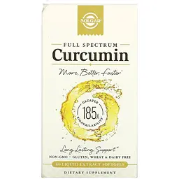 Куркумін Solgar Full Spectrum Curcumin 60 желатинових капсул з рідким екстрактом - мініатюра 2