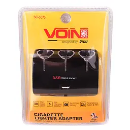 Автомобільний розгалужувач прикурювача VOIN 3 виходу 1 USB 1000mA 12/24V (SC-3073) - мініатюра 3
