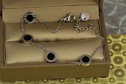 Браслет Xuping Jewelry з чорними кругами з римськими цифрами 18 см 8 мм сріблястий