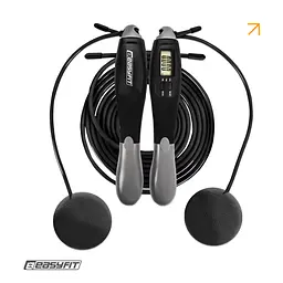 Скакалка з лічильником EasyFit TwinRope швидкісна 2,8 м чорна-сіра - мініатюра 2